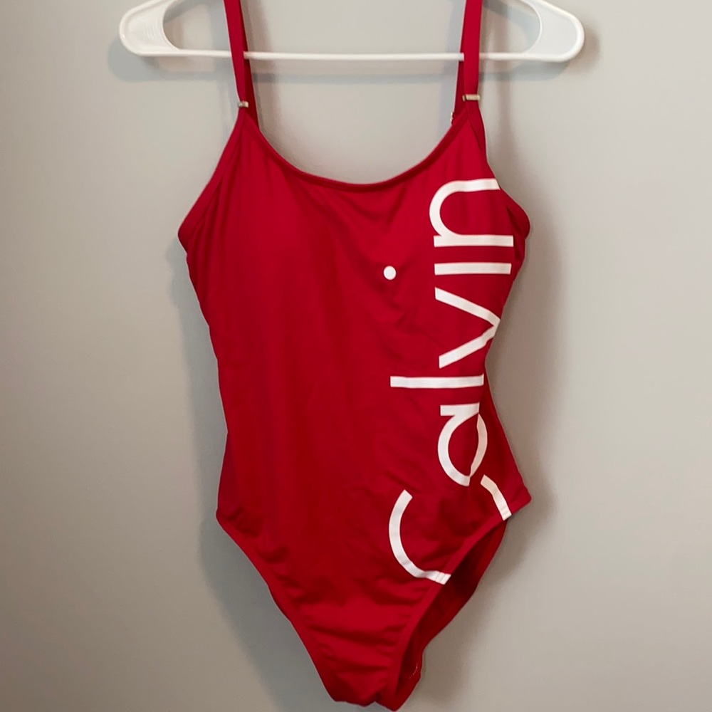 Red Calvin Klein One Piece Swimsuit